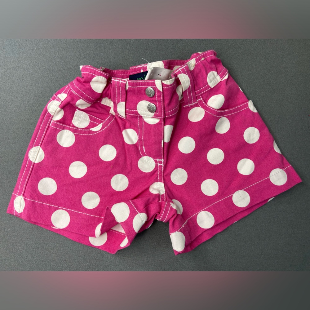 Mini Boden Shorts Hot Pink Polka Dot Girls' Shorts Heart Shape Pockets Size 3-4Y
